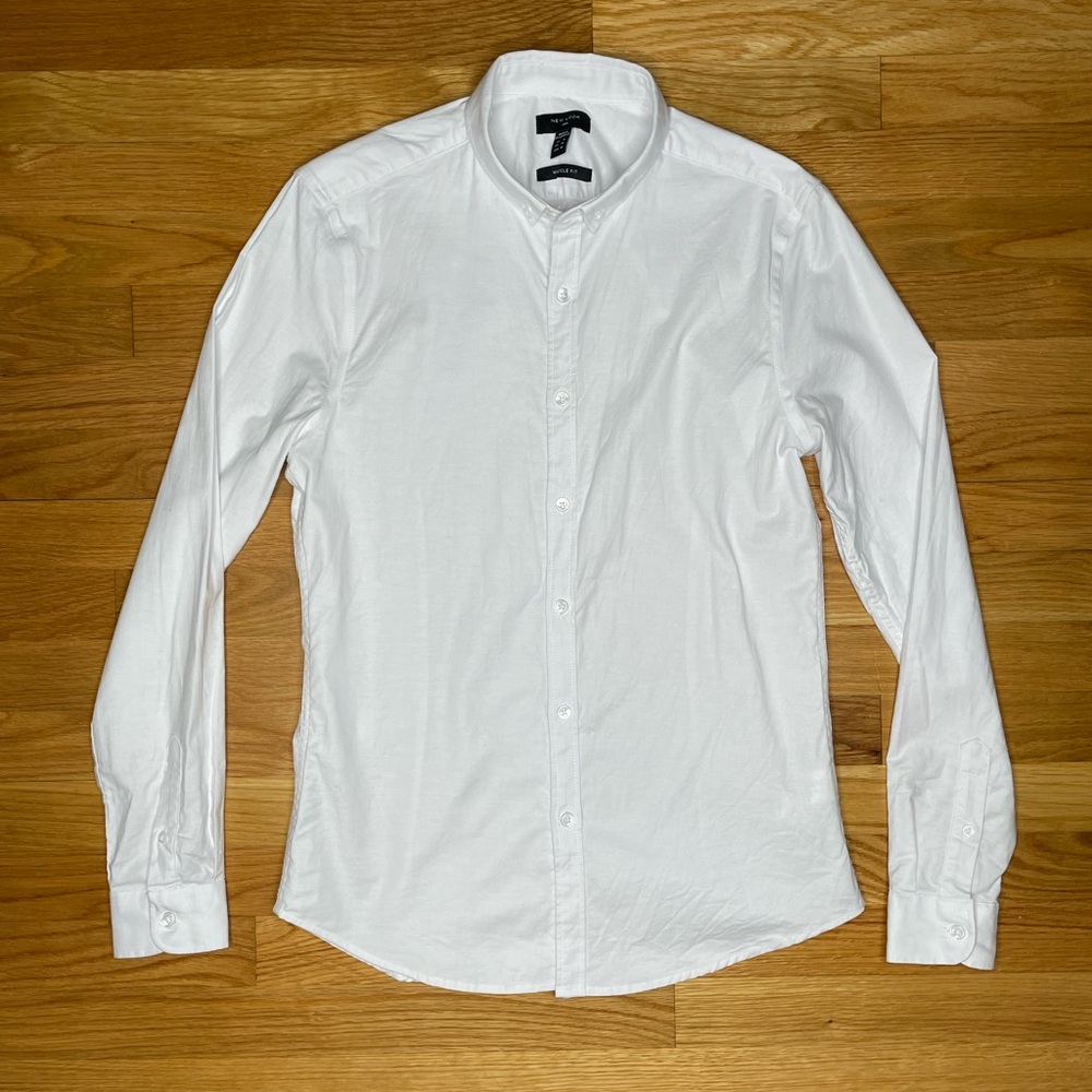 New Look White Dress Shirt with Pointed Collar and Slim Fit